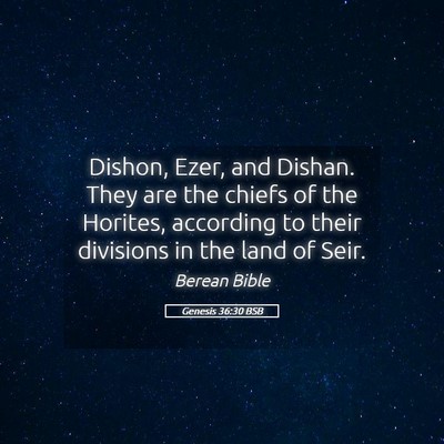 Picture 05 - Genesis 36:30 BSB - Dishon, Ezer, and Dishan. They are the chiefs of - Bible Verse Picture