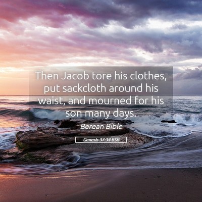 Picture 05 - Genesis 37:34 BSB - Then Jacob tore his clothes, put sackcloth around - Bible Verse Picture