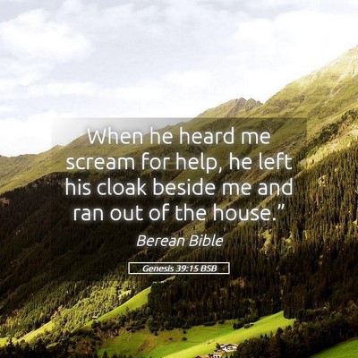 Picture 05 - Genesis 39:15 BSB - When he heard me scream for help, he left his - Bible Verse Picture