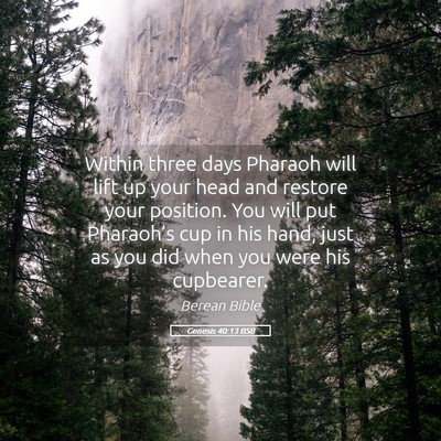 Picture 05 - Genesis 40:13 BSB - Within three days Pharaoh will lift up your head - Bible Verse Picture