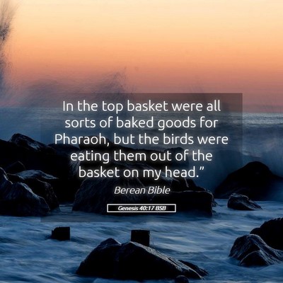 Picture 05 - Genesis 40:17 BSB - In the top basket were all sorts of baked goods - Bible Verse Picture
