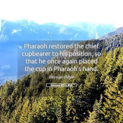 Picture 05 - Genesis 40:21 BSB - Pharaoh restored the chief cupbearer to his - Bible Verse Picture