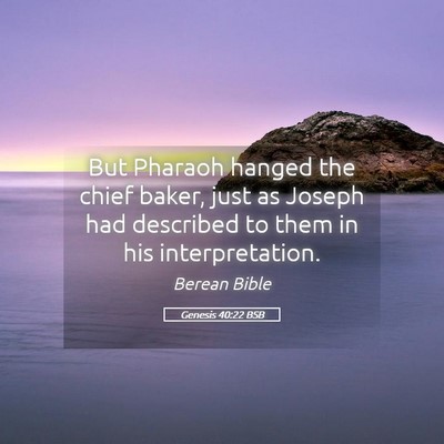 Picture 05 - Genesis 40:22 BSB - But Pharaoh hanged the chief baker, just as - Bible Verse Picture