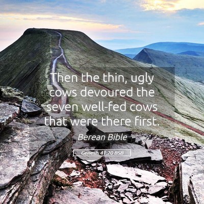 Picture 05 - Genesis 41:20 BSB - Then the thin, ugly cows devoured the seven - Bible Verse Picture