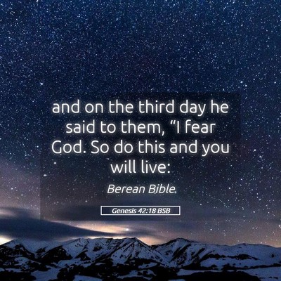 Picture 05 - Genesis 42:18 BSB - and on the third day he said to them, “I fear - Bible Verse Picture