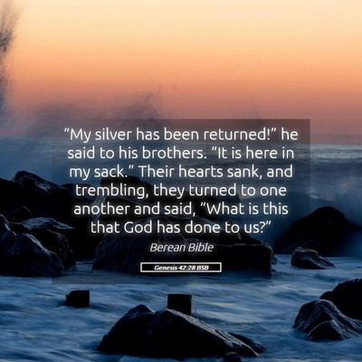 Picture 05 - Genesis 42:28 BSB - “My silver has been returned!” he said to his - Bible Verse Picture