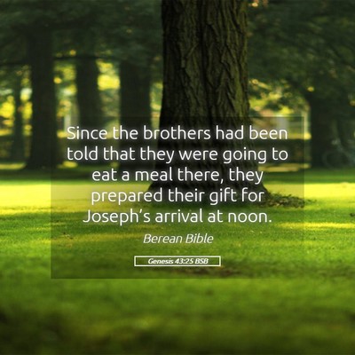 Picture 05 - Genesis 43:25 BSB - Since the brothers had been told that they were - Bible Verse Picture