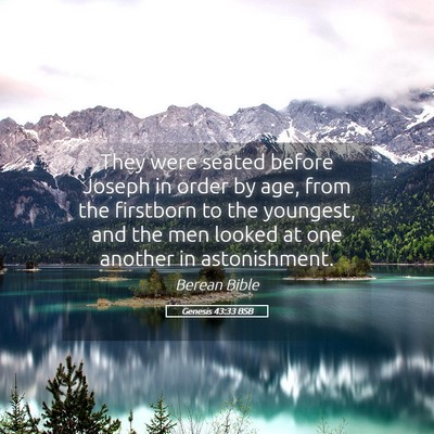 Picture 05 - Genesis 43:33 BSB - They were seated before Joseph in order by age, - Bible Verse Picture