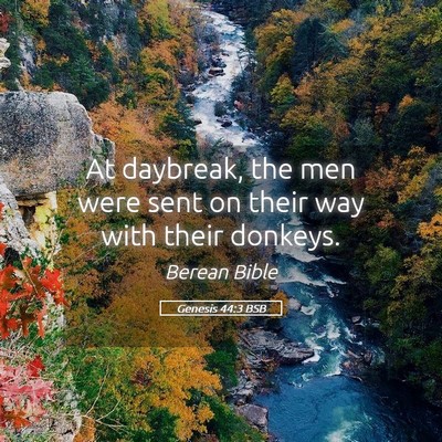 Picture 05 - Genesis 44:3 BSB - At daybreak, the men were sent on their way with - Bible Verse Picture