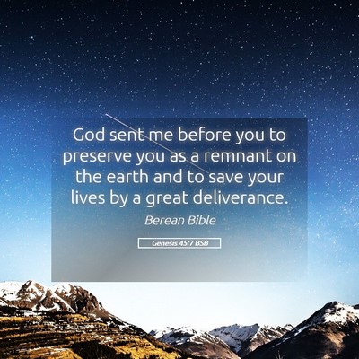Picture 05 - Genesis 45:7 BSB - God sent me before you to preserve you as a - Bible Verse Picture