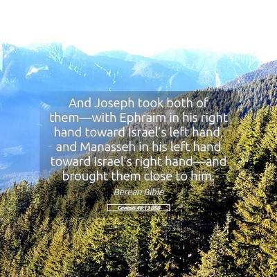 Picture 05 - Genesis 48:13 BSB - And Joseph took both of them—with Ephraim in - Bible Verse Picture