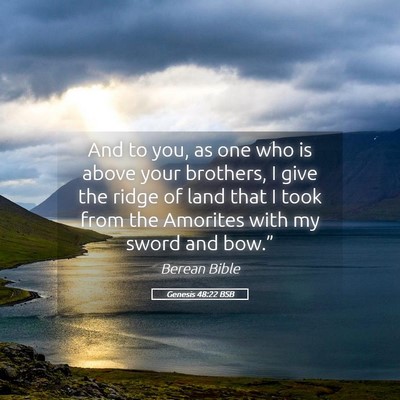 Picture 05 - Genesis 48:22 BSB - And to you, as one who is above your brothers, I - Bible Verse Picture