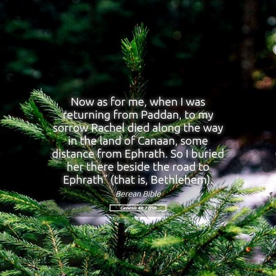 Picture 05 - Genesis 48:7 BSB - Now as for me, when I was returning from Paddan, - Bible Verse Picture