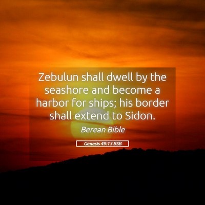 Picture 05 - Genesis 49:13 BSB - Zebulun shall dwell by the seashore and become a - Bible Verse Picture