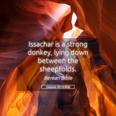 Picture 05 - Genesis 49:14 BSB - Issachar is a strong donkey, lying down between - Bible Verse Picture
