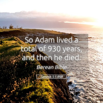 Picture 05 - Genesis 5:5 BSB - So Adam lived a total of 930 years, and then he - Bible Verse Picture