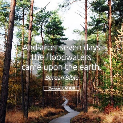 Picture 05 - Genesis 7:10 BSB - And after seven days the floodwaters came upon - Bible Verse Picture