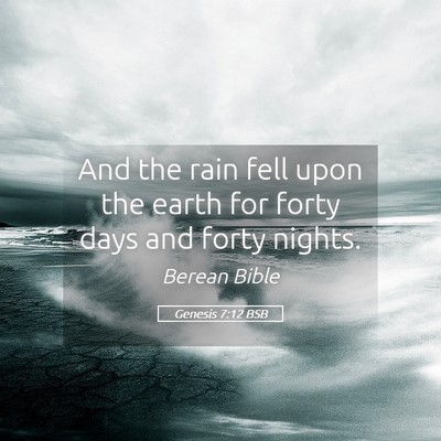 Picture 05 - Genesis 7:12 BSB - And the rain fell upon the earth for forty days - Bible Verse Picture