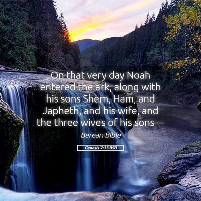 Picture 05 - Genesis 7:13 BSB - On that very day Noah entered the ark, along with - Bible Verse Picture
