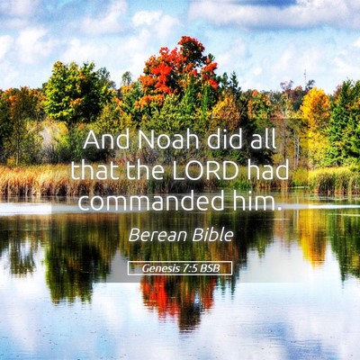 Picture 05 - Genesis 7:5 BSB - And Noah did all that the LORD had commanded - Bible Verse Picture