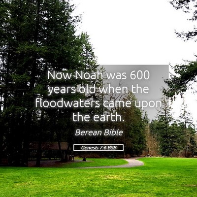 Picture 05 - Genesis 7:6 BSB - Now Noah was 600 years old when the floodwaters - Bible Verse Picture