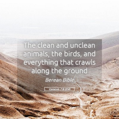 Picture 05 - Genesis 7:8 BSB - The clean and unclean animals, the birds, and - Bible Verse Picture
