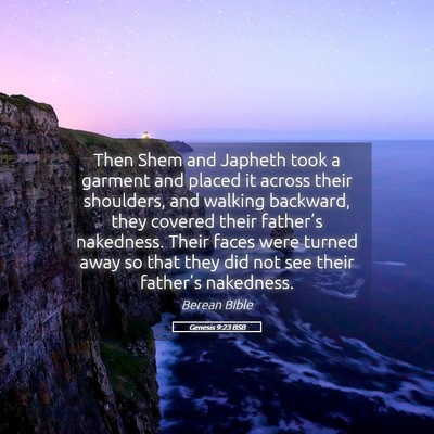 Picture 05 - Genesis 9:23 BSB - Then Shem and Japheth took a garment and placed - Bible Verse Picture