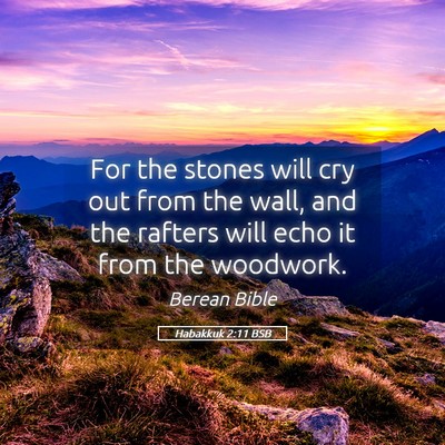 Picture 05 - Habakkuk 2:11 BSB - For the stones will cry out from the wall, and - Bible Verse Picture
