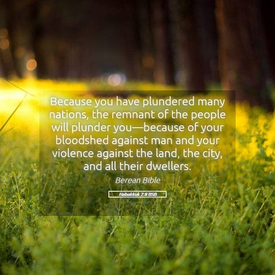 Picture 05 - Habakkuk 2:8 BSB - Because you have plundered many nations, the - Bible Verse Picture