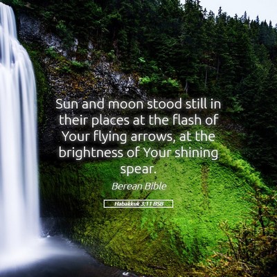 Picture 05 - Habakkuk 3:11 BSB - Sun and moon stood still in their places at the - Bible Verse Picture