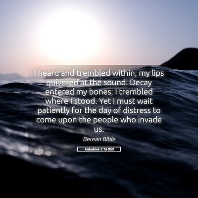 Picture 05 - Habakkuk 3:16 BSB - I heard and trembled within; my lips quivered at - Bible Verse Picture