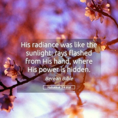 Picture 05 - Habakkuk 3:4 BSB - His radiance was like the sunlight; rays flashed - Bible Verse Picture