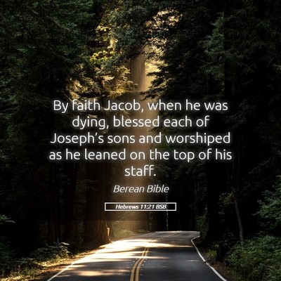 Picture 05 - Hebrews 11:21 BSB - By faith Jacob, when he was dying, blessed each - Bible Verse Picture