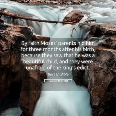 Picture 05 - Hebrews 11:23 BSB - By faith Moses’ parents hid him for three - Bible Verse Picture