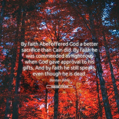 Picture 05 - Hebrews 11:4 BSB - By faith Abel offered God a better sacrifice than - Bible Verse Picture