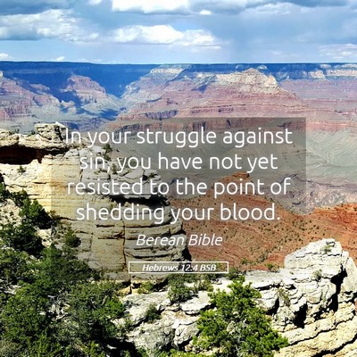 Picture 05 - Hebrews 12:4 BSB - In your struggle against sin, you have not yet - Bible Verse Picture