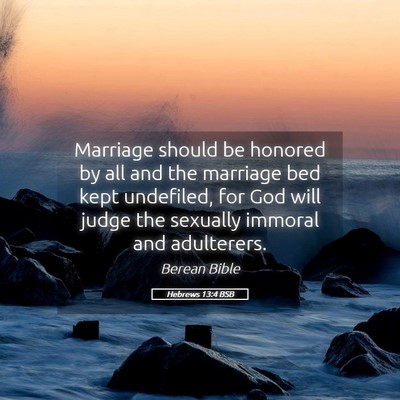 Picture 05 - Hebrews 13:4 BSB - Marriage should be honored by all and the - Bible Verse Picture