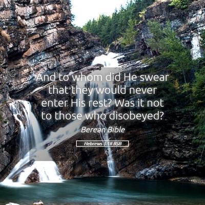 Picture 05 - Hebrews 3:18 BSB - And to whom did He swear that they would never - Bible Verse Picture