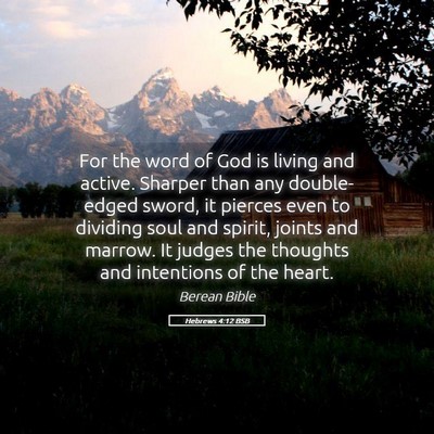 Picture 05 - Hebrews 4:12 BSB - For the word of God is living and active. Sharper - Bible Verse Picture
