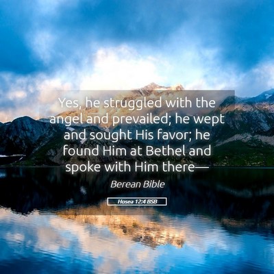 Picture 05 - Hosea 12:4 BSB - Yes, he struggled with the angel and prevailed; - Bible Verse Picture