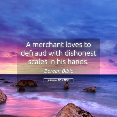 Picture 05 - Hosea 12:7 BSB - A merchant loves to defraud with dishonest scales - Bible Verse Picture