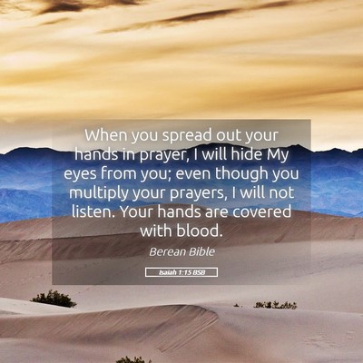 Picture 05 - Isaiah 1:15 BSB - When you spread out your hands in prayer, I will - Bible Verse Picture