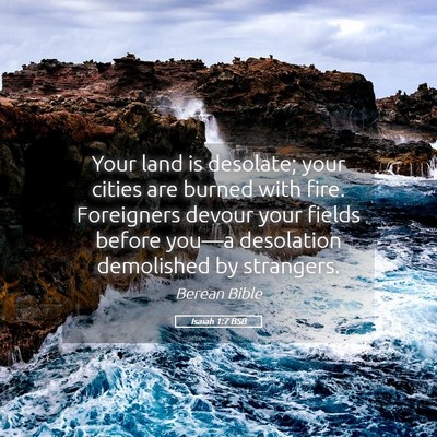 Picture 05 - Isaiah 1:7 BSB - Your land is desolate; your cities are burned - Bible Verse Picture