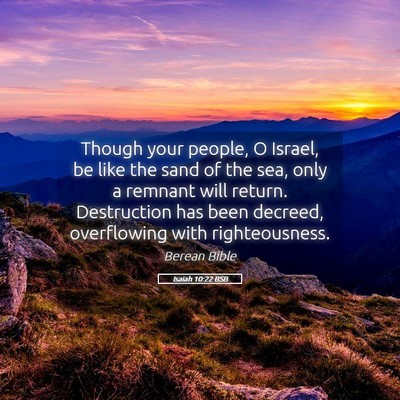 Picture 05 - Isaiah 10:22 BSB - Though your people, O Israel, be like the sand of - Bible Verse Picture