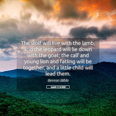 Picture 05 - Isaiah 11:6 BSB - The wolf will live with the lamb, and the leopard - Bible Verse Picture
