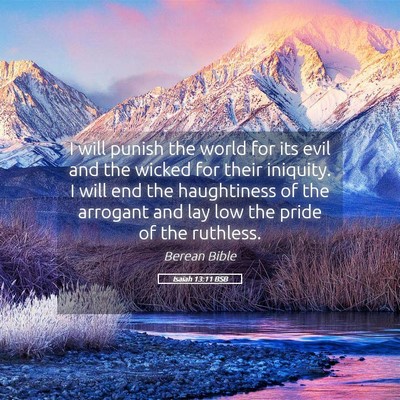 Picture 05 - Isaiah 13:11 BSB - I will punish the world for its evil and the - Bible Verse Picture
