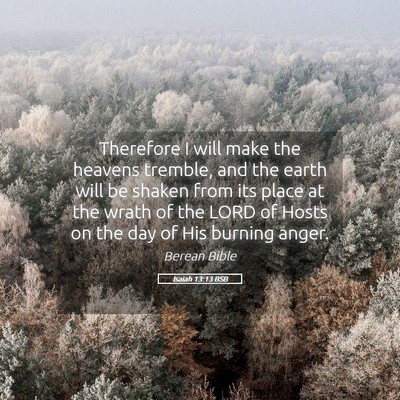 Picture 05 - Isaiah 13:13 BSB - Therefore I will make the heavens tremble, and - Bible Verse Picture