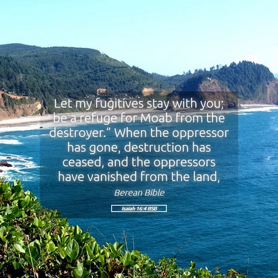 Picture 05 - Isaiah 16:4 BSB - Let my fugitives stay with you; be a refuge for - Bible Verse Picture