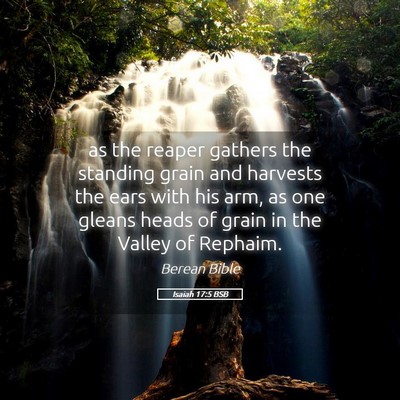 Picture 05 - Isaiah 17:5 BSB - as the reaper gathers the standing grain and - Bible Verse Picture