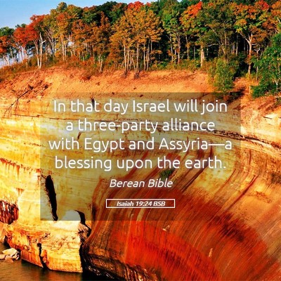 Picture 05 - Isaiah 19:24 BSB - In that day Israel will join a three-party - Bible Verse Picture